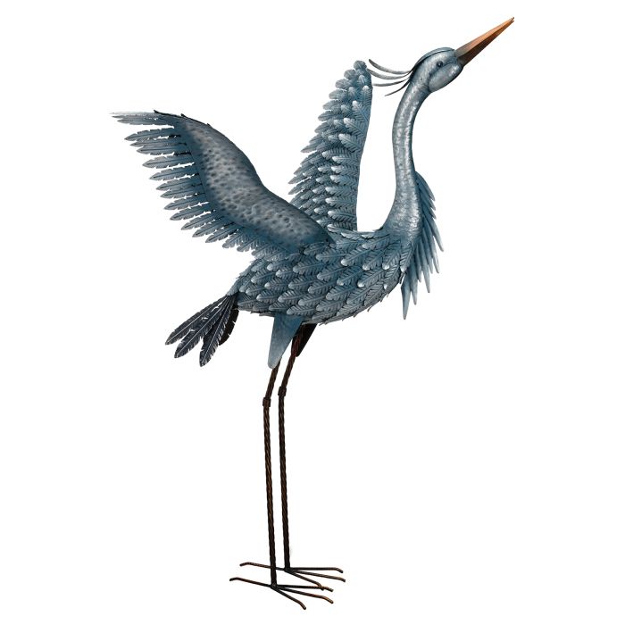 Metallic Blue Heron Wings Up