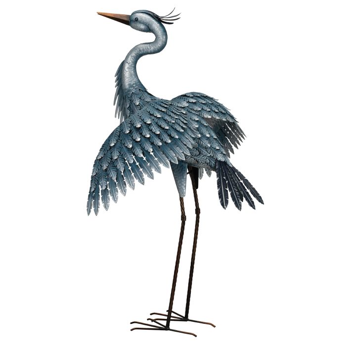 Metallic Blue Heron Wings Out