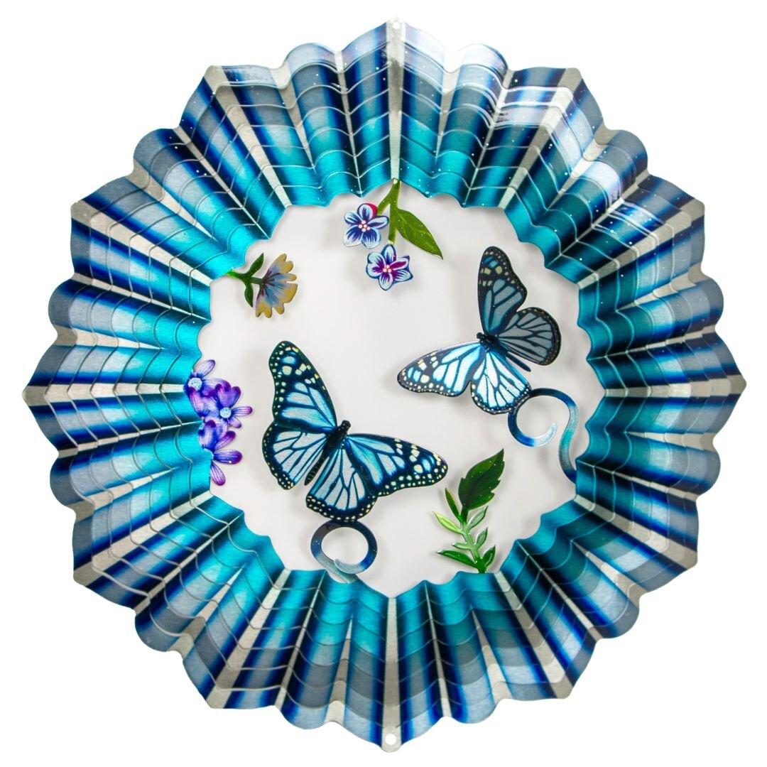 3D Blue Butterfly Large 12" Wind Spinner
