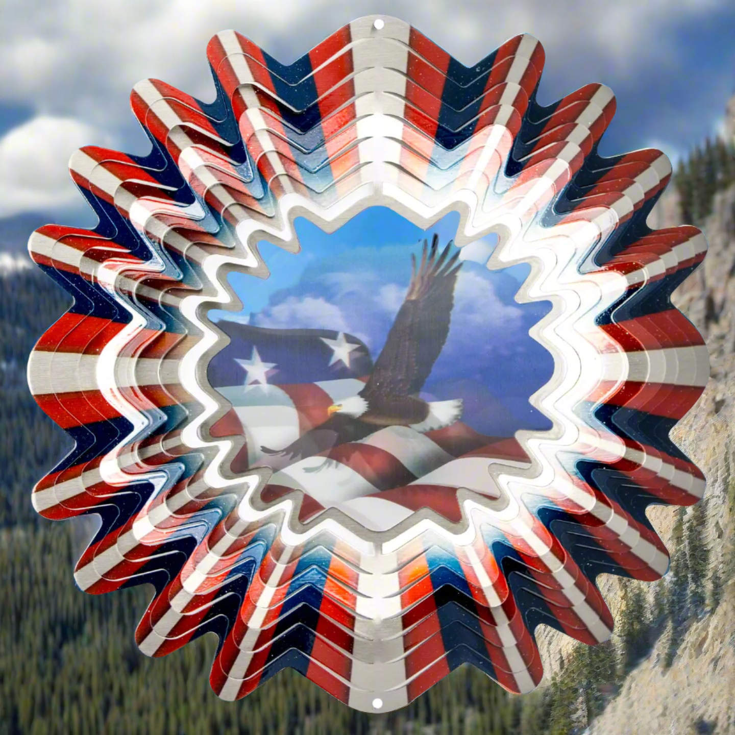 Animated Patriotic Large 12" Wind Spinner