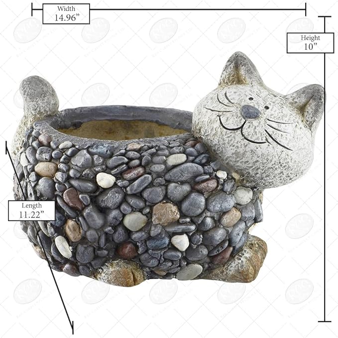 Planter Cat Stone Effect