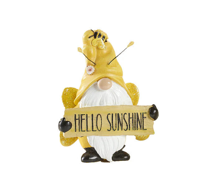 Polyresin Bee Gnome Decor - 2 Assorted