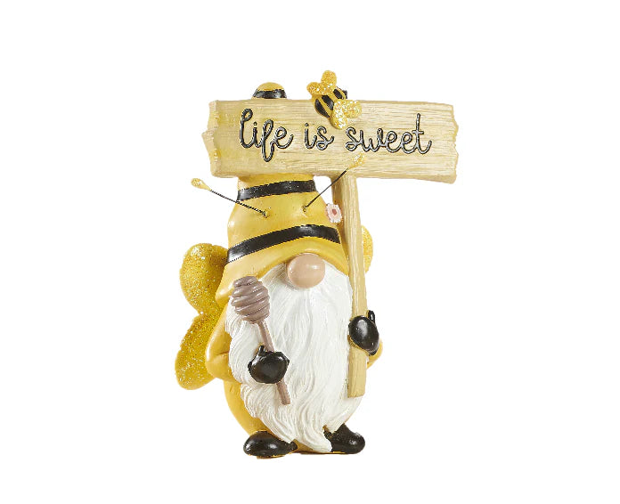 Polyresin Bee Gnome Decor - 2 Assorted