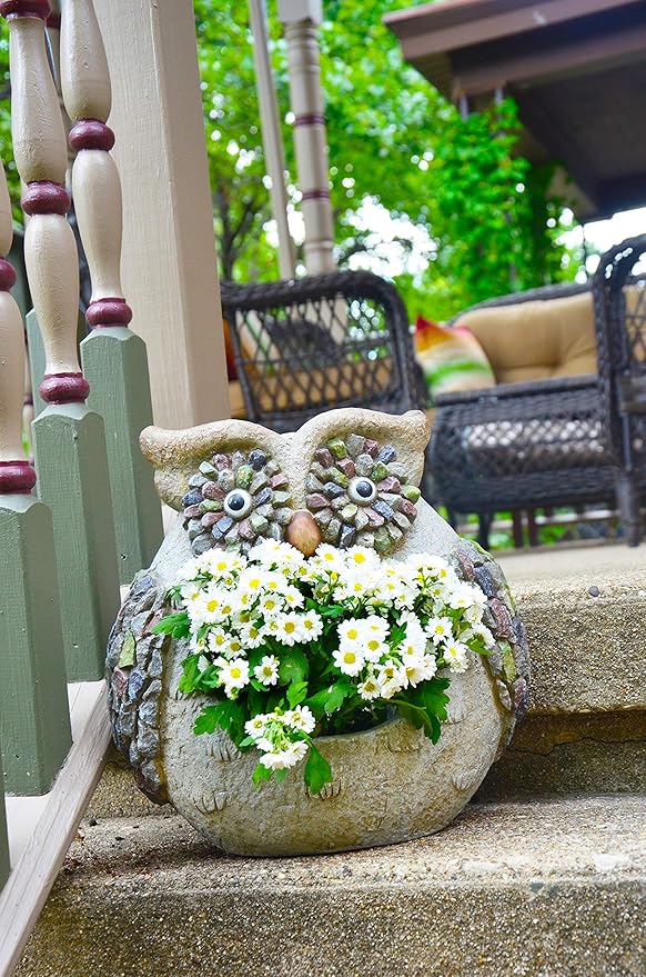 Planter Owl Stone Effect