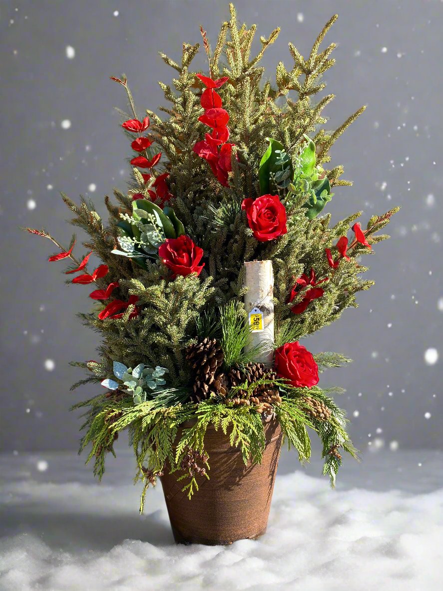 Red Rose Christmas Pick