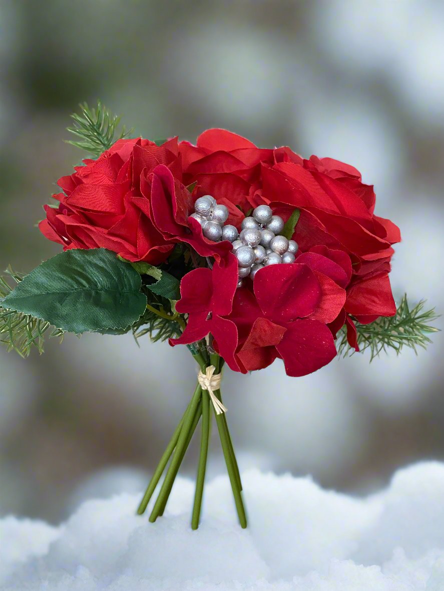 Red Rose Christmas Pick
