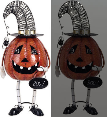 Dee-Nice Solar Pumpkin Wobble Sculpture 26"
