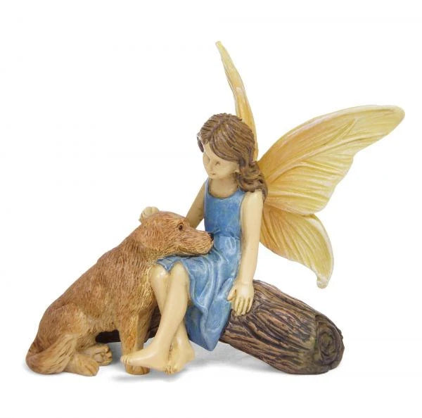 Fairy with Dog on a Log-Good Boy