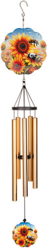 Sunflower & Bee, Spinner Wind Chime, 38"