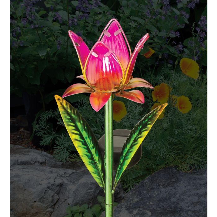 Mini Solar Garden Stake Pink Tulip