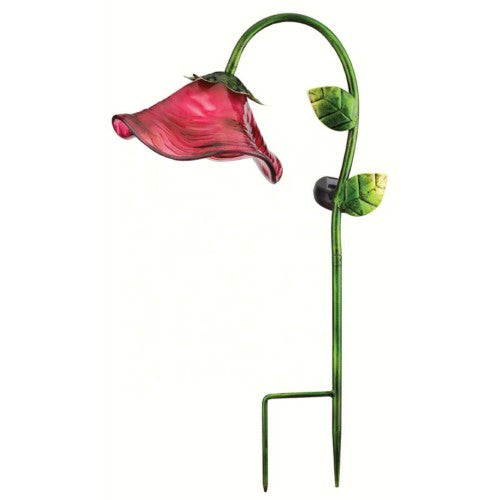 Pink Solar Bell Flower Stake