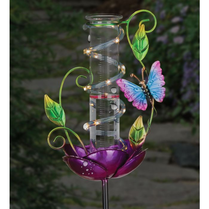 Rain Gauge Solar Stake-Butterfly