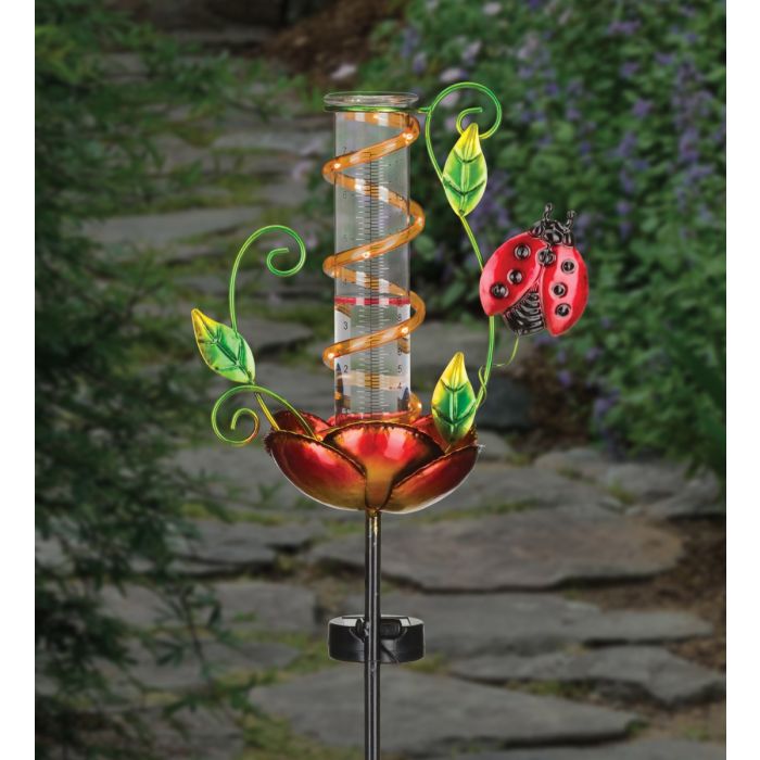 Rain Gauge Solar Stake-Ladybug