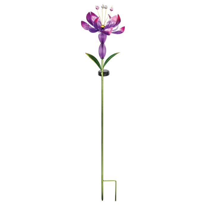 Flower Spinner Solar Stake - Purple