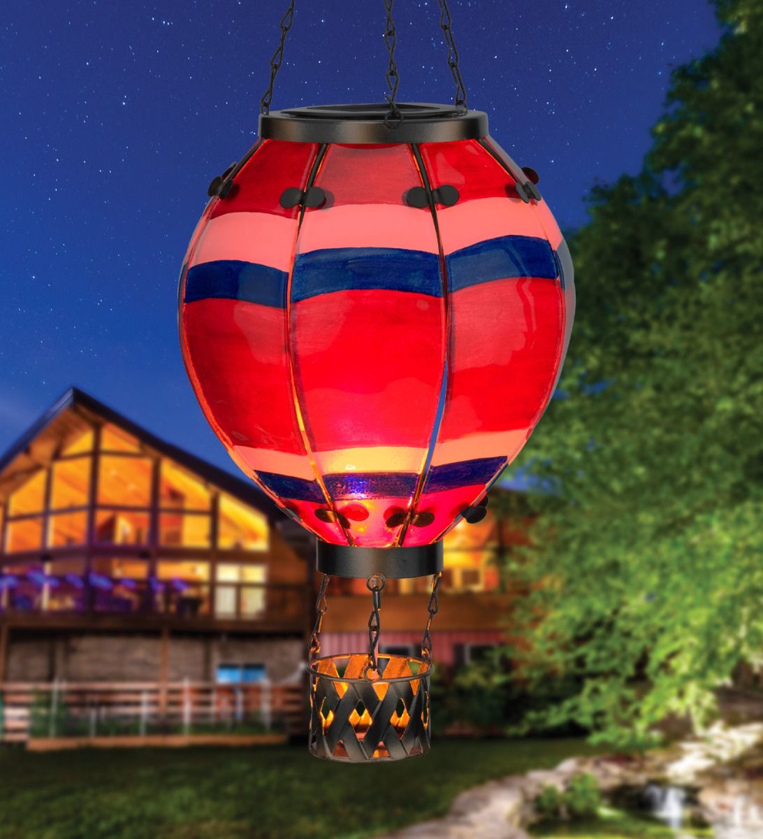 Hot Air Balloon Solar Lantern Large - Stripe