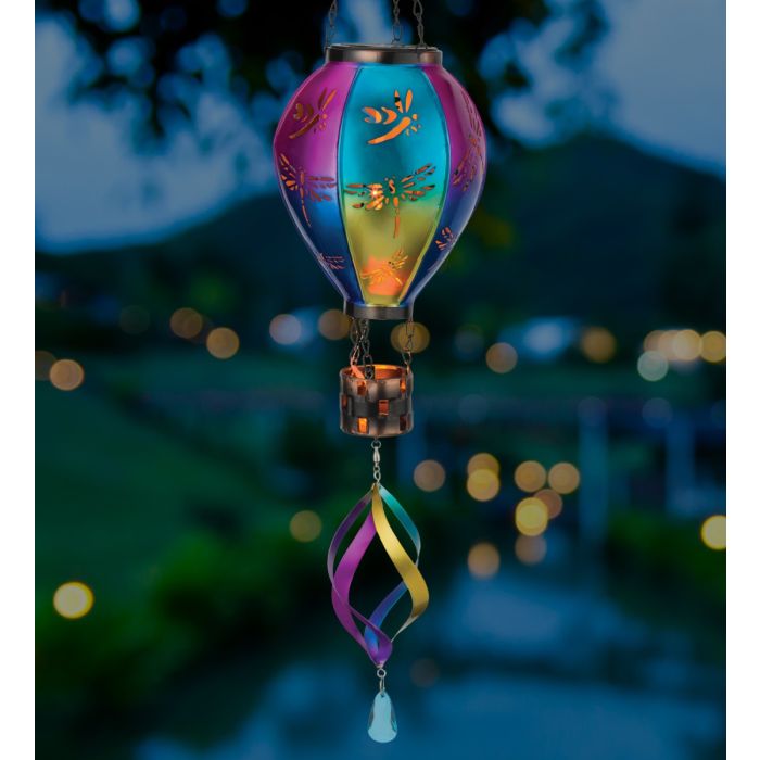 Hot Air Balloon Spinner Solar Lantern - Dragonfly