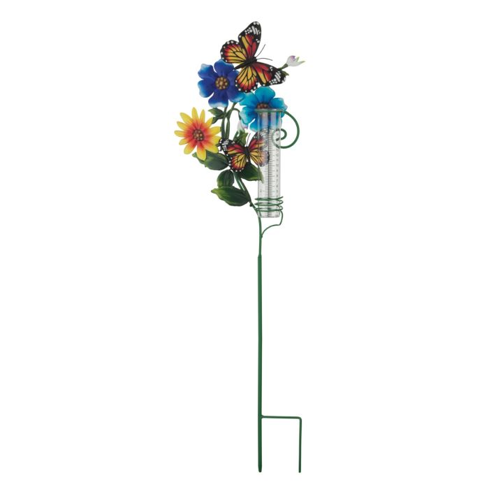 Flower Rain Gauge Stake-Butterfly