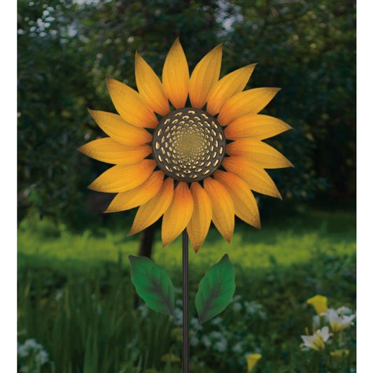 Textured Flower Spinner Stake - Sunflower