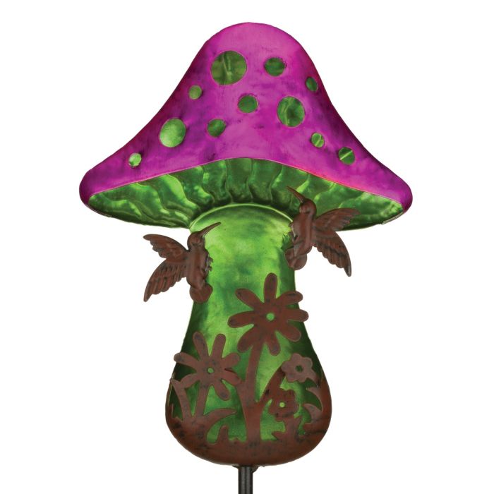 Fantasy Mushroom Solar Stake - Hummingbird