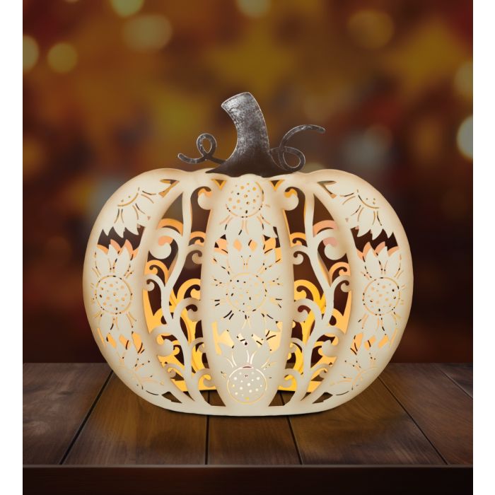 LED Cutout Pumpkin Decor - White