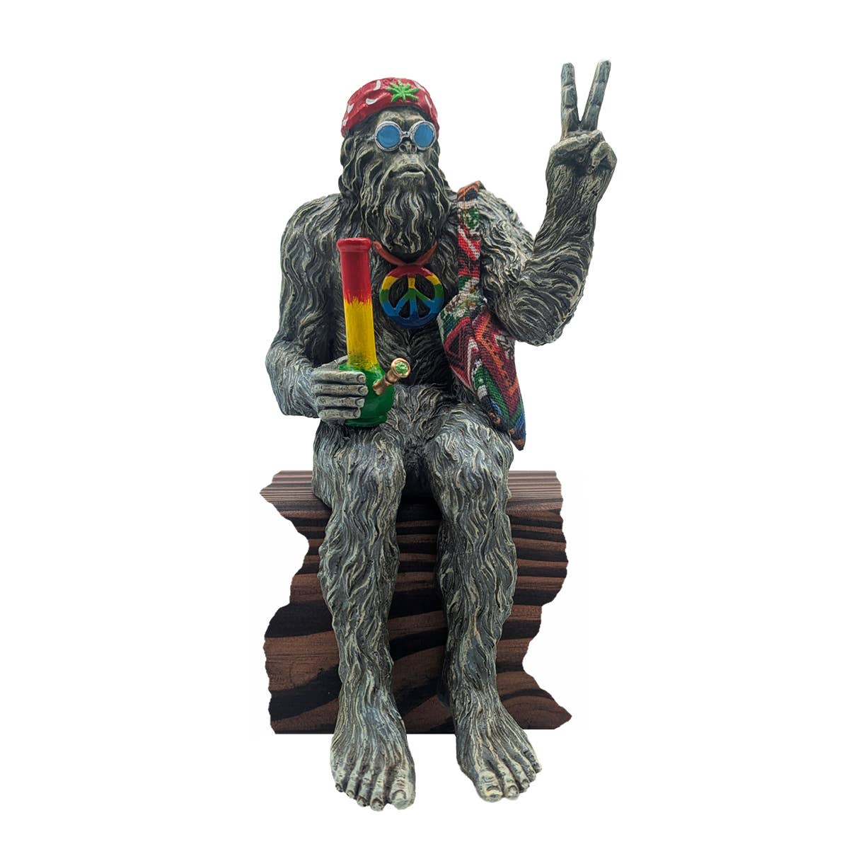 Hippie Bigfoot Sasquatch with Bohemian Bag Statue