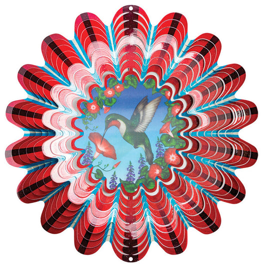 Animated Red Hummingbird Large 12" Wind Spinner