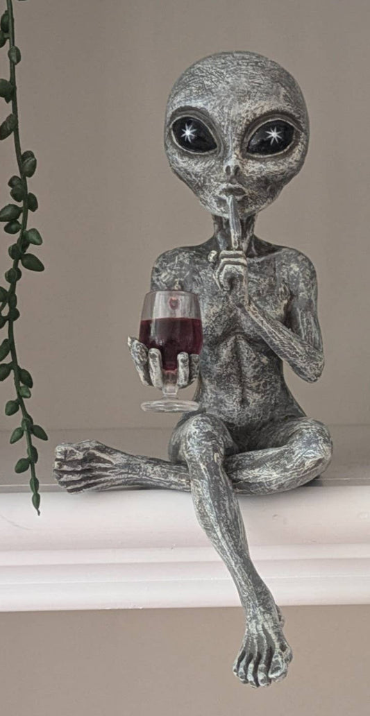 Party Alien Shelf Sitter - Babe Sipping Wine