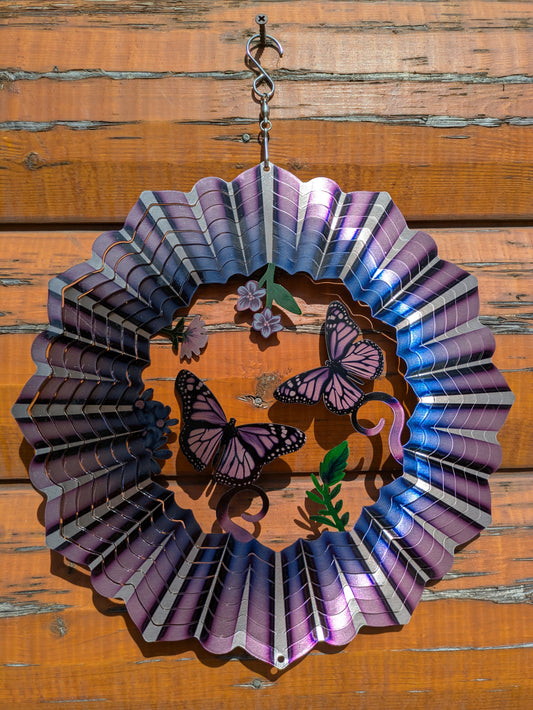 3D Purple Butterfly Large 12" Wind Spinner