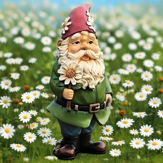 Gnome with Daisy Statue