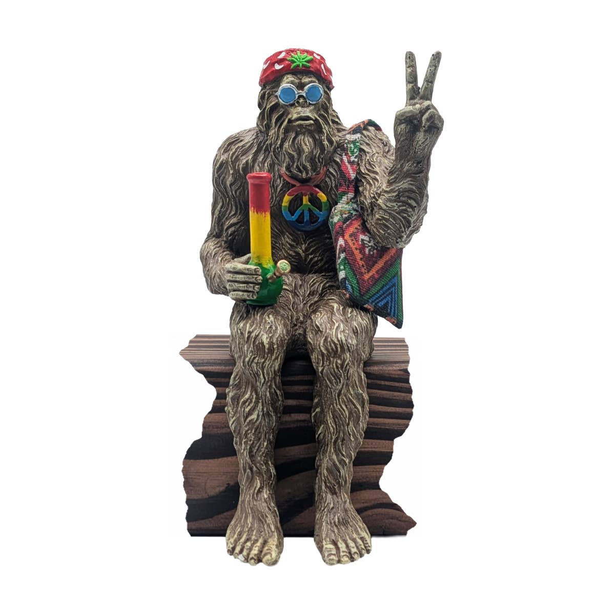 Hippie Bigfoot Sasquatch with Bohemian Bag Statue