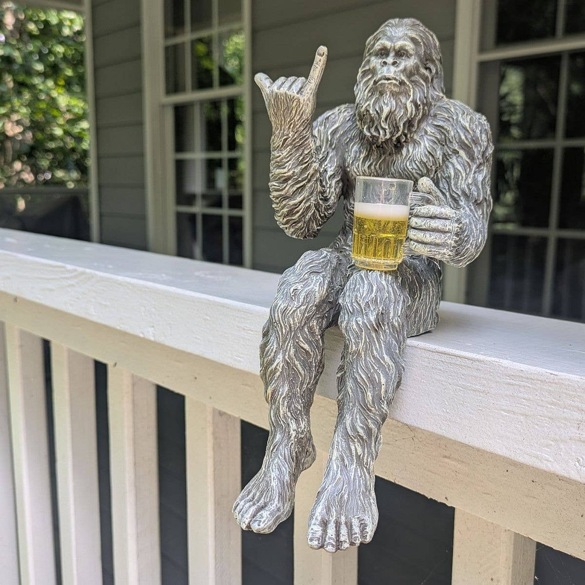 Party Bigfoot Sasquatch Beer Drinking Statue 10 inch H