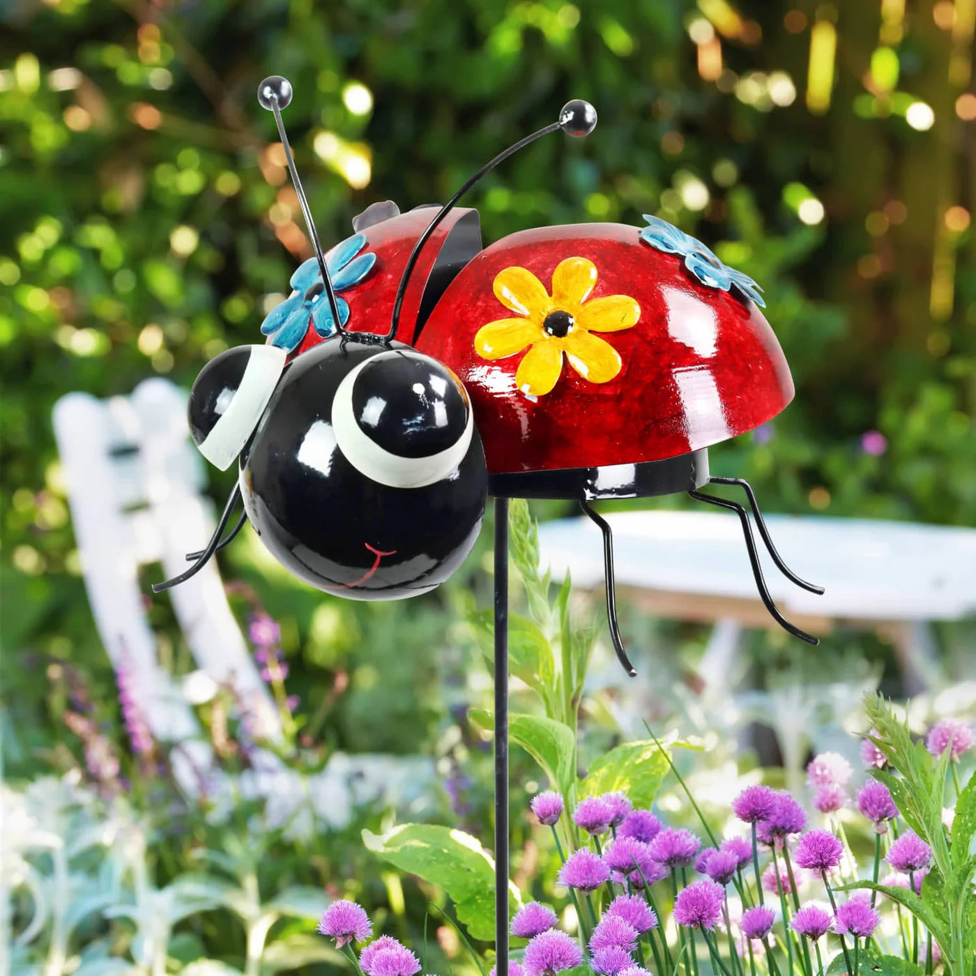 Metal Ladybug Garden Stake