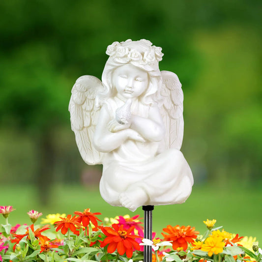 Solar Little Girl Angel Garden Stake