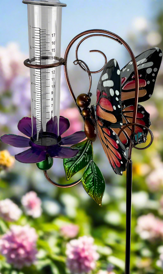 Rain Gauge - Orange Butterfly