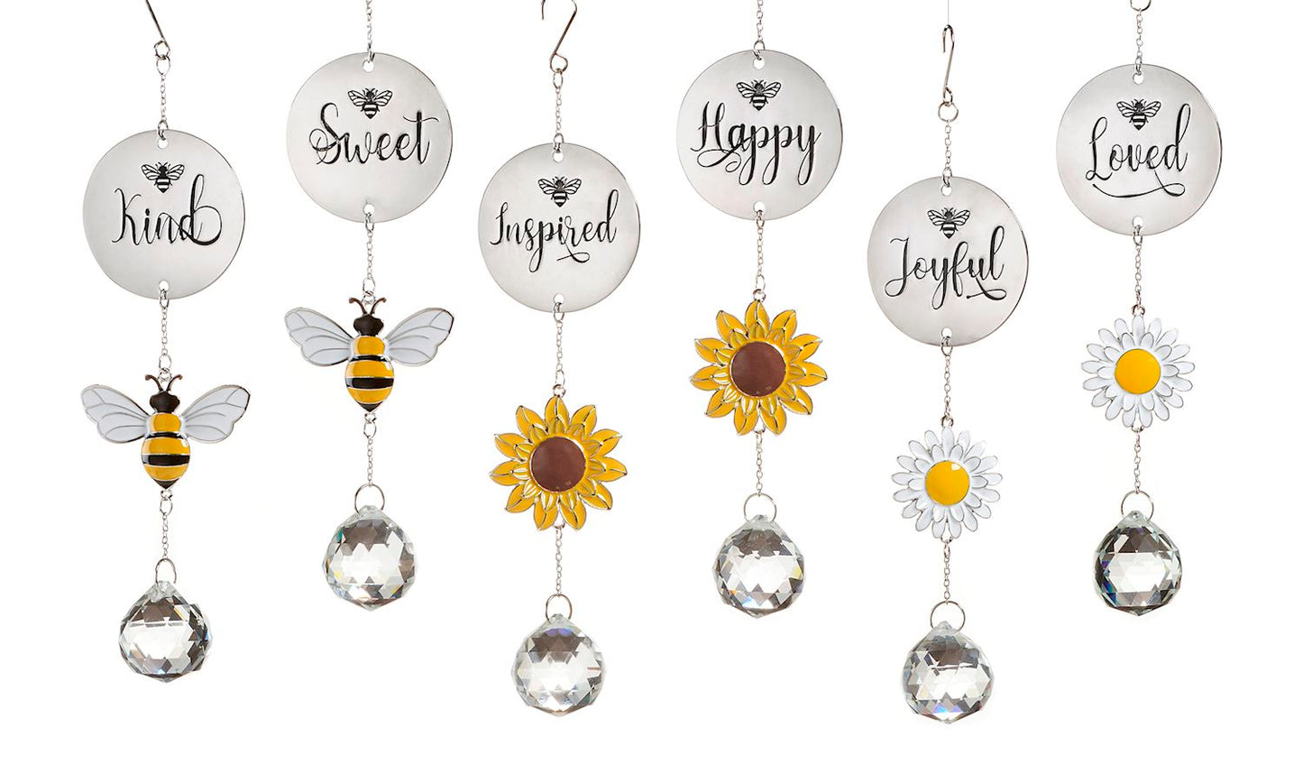 Metal And Acrylic Charm Bee And Flower