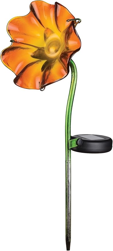 Orange Mini Solar Poppy Stake