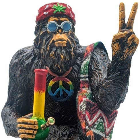 Hippie Bigfoot Sasquatch with Bohemian Bag Statue