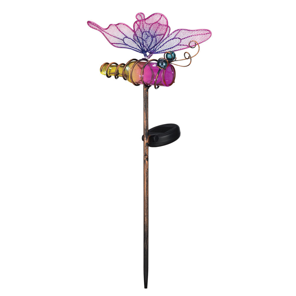 Pink Mini Solar Butterfly Stake