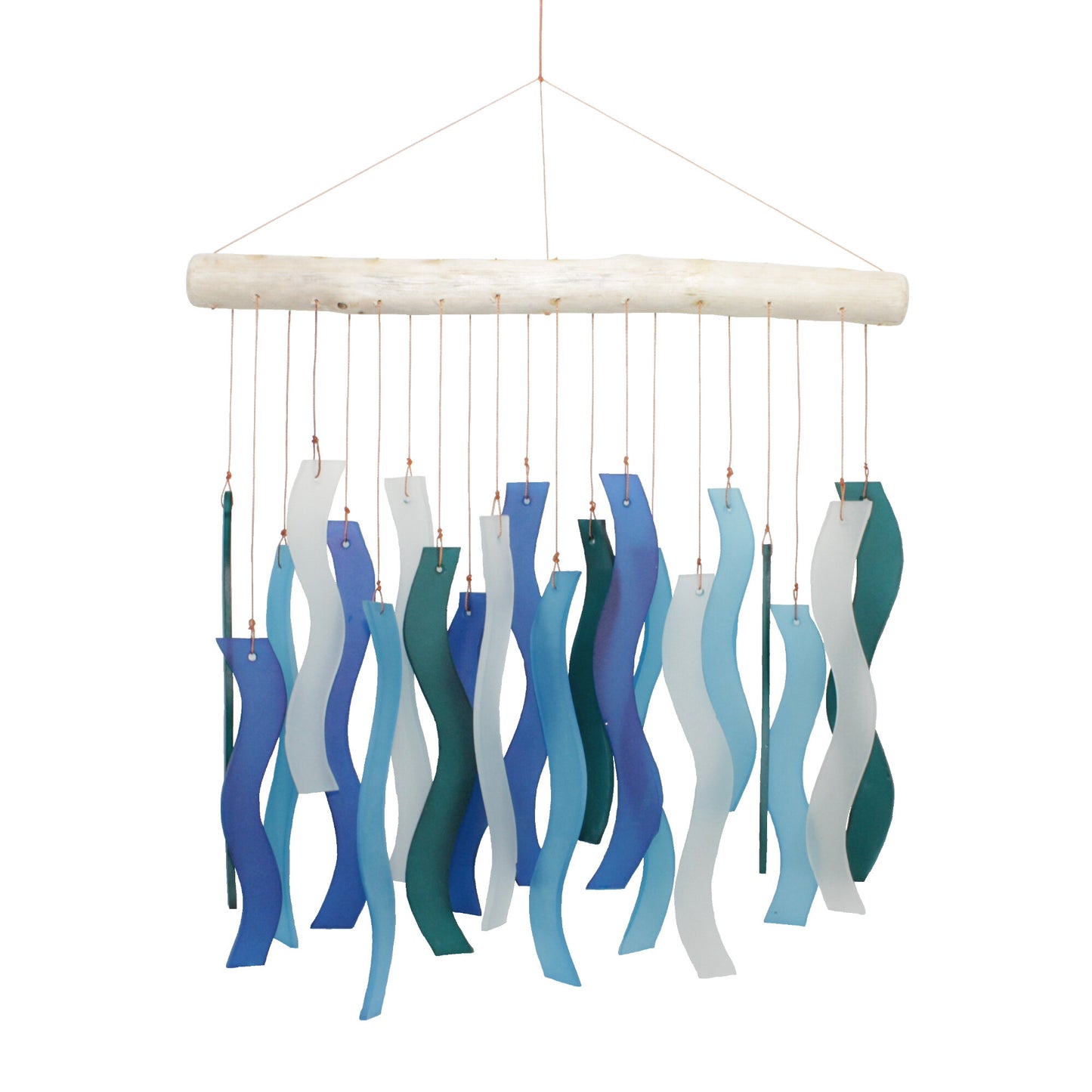 Wave Tumbled Glass Wind Chime-Blue