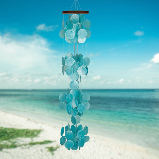 Capiz Waterfall Windchime - Azure