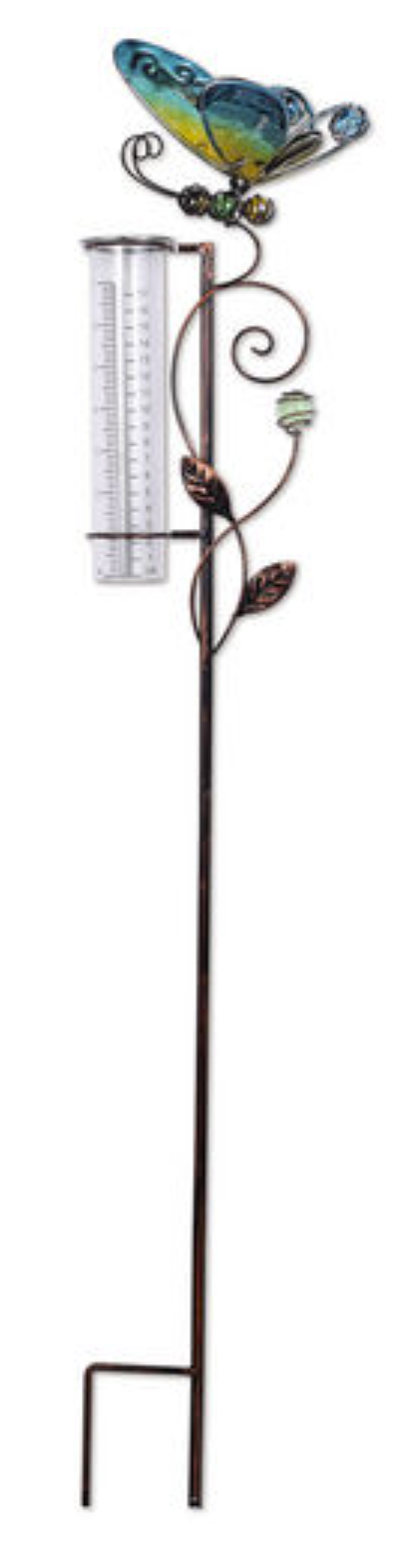 Butterfly Rain Gauge Copper-Bronze Stake