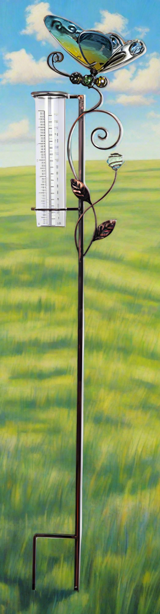 Butterfly Rain Gauge Copper-Bronze Stake