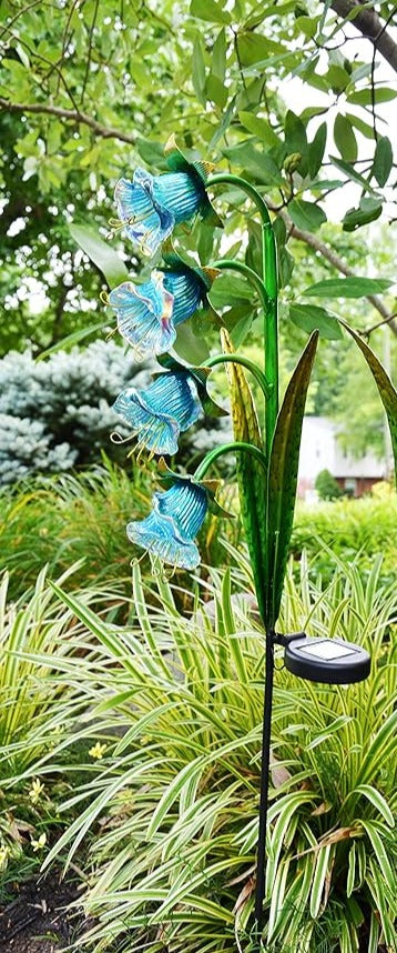 Bluebell Solar Glass Stake-Blue