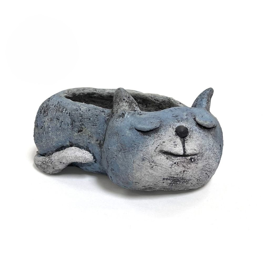 Blue Sleeping Cat Planter