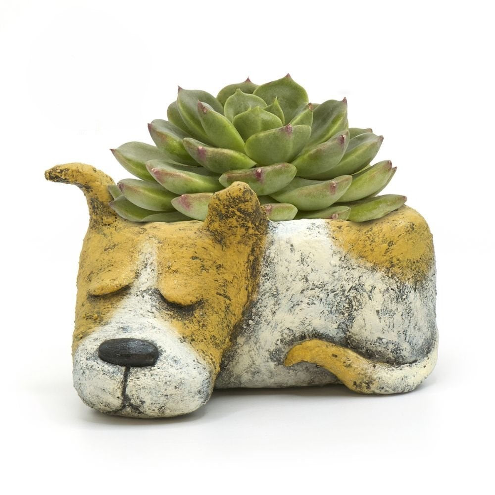 Luna Sleeping Dog Planter