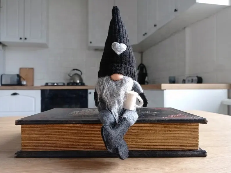 Knit Gnome With Coffee Mug