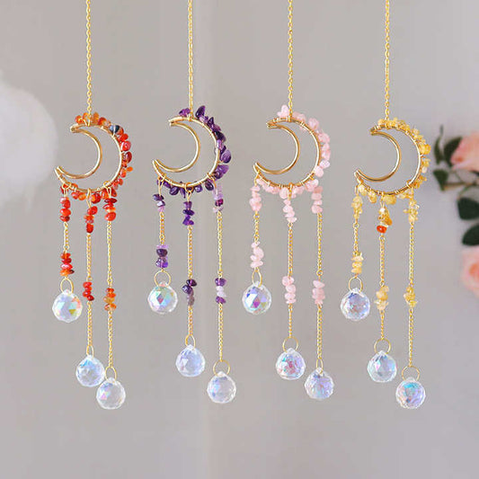 Gemstone Bead Moon With Crystals