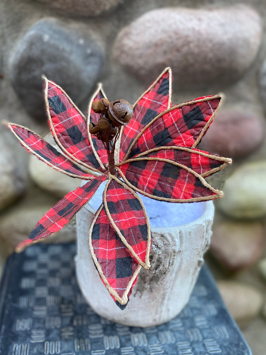 Plaid Flower W/ Bells 9"