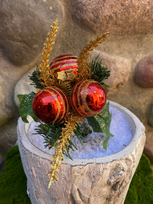 Red/ Gold Balls With Greenery