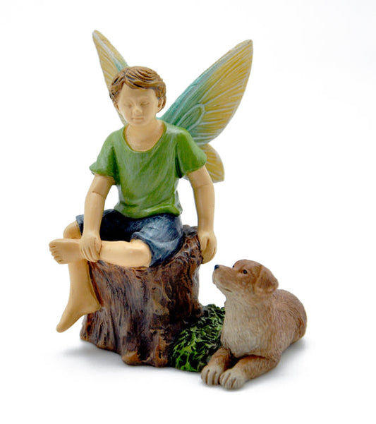 Sitting Friends - Fairy With Dog